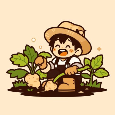 Mutlu Çiftçi Bahçede Şalgam Topluyor