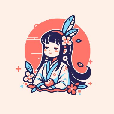 Kimono 'da Çiçek Aksanı ve Pembe Güneş' le Büyüleyici Geyşa