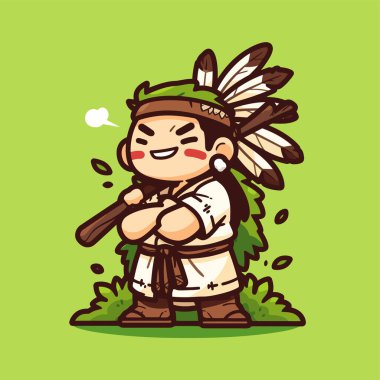 çizgi film yerli kızılderili savaşçısı tüylü ve yerli