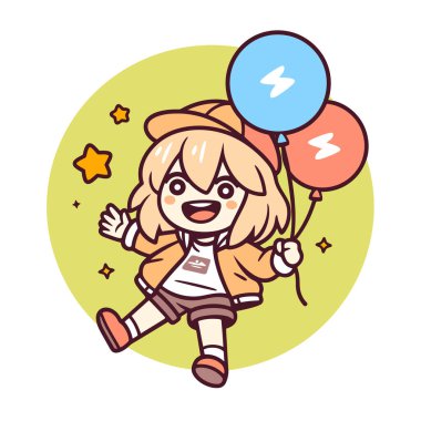 Balonlar ile şirin kız