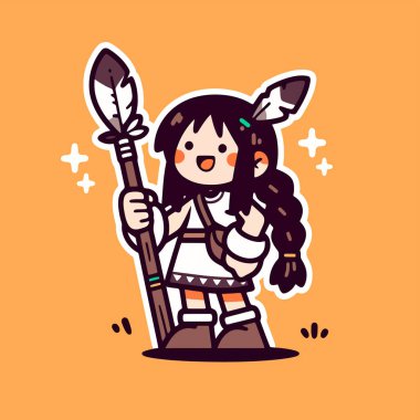 Kılıç tutan mutlu kız, sevimli karakter.