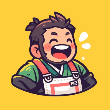 Geleneksel kostümü ve suşisi olan mutlu bir Asyalı.