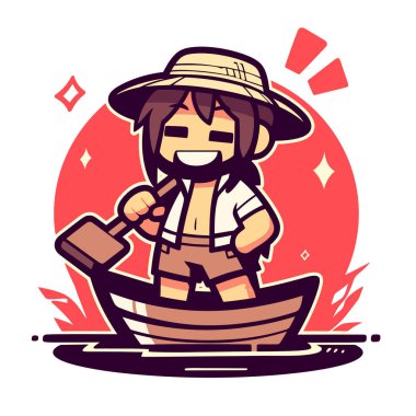 Balıkçı bir kayığın içinde