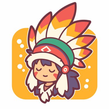 Headresli Chibi Amerikan Yerlisi Kız