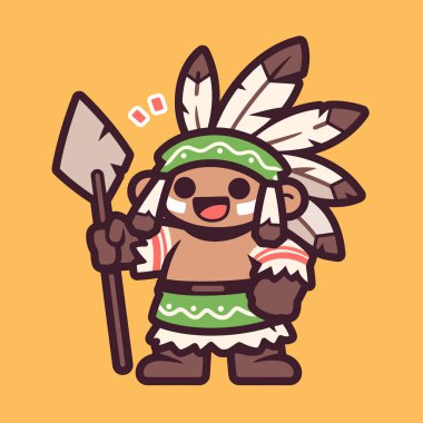 Baltalı Chibi Amerikan Yerlisi Savaşçı