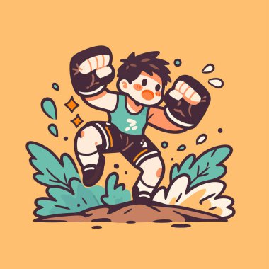 Toplu sevimli çizgi film çocuğu.