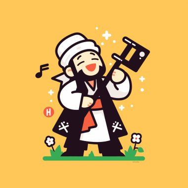 Neşeli Koreli Müzisyen Gayageum Çalıyor