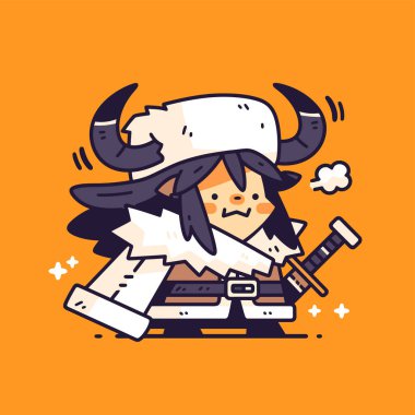 Kılıçlı Karikatür Viking Savaşçısı