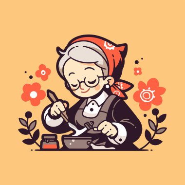 Büyükannem mutfakta enfes bir yemek pişiriyor.