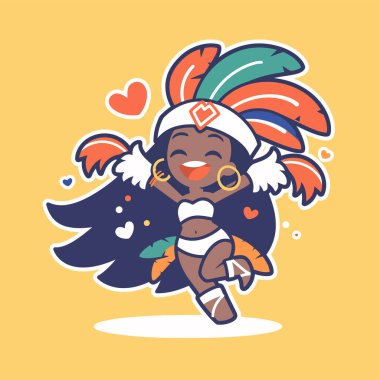 Renkli Karnaval Kostümlü Neşeli Samba Dansçısı