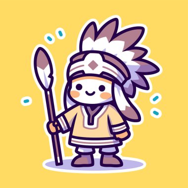 Mızraklı Sevimli Amerikan Yerlisi Çizgi Filmi