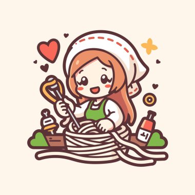 Tatlı Şef Spagetti Yemeğini Hazırlıyor