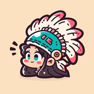 Sevimli Çizgi film Başlıklı Amerikan Yerlisi Kız