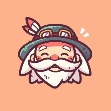 Gülümseyen Steampunk Cüce Havacı Beyaz Sakallı