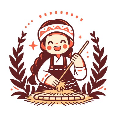 Geleneksel Giyimde Mutlu Fırıncı Ekmeği