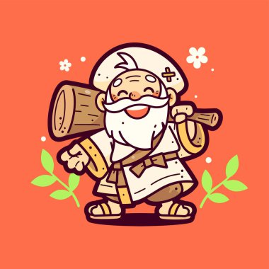 Yeni yıl tebrik kartı tasarımın kutlu olsun. Noel Baba 'nın karikatür çizimi.