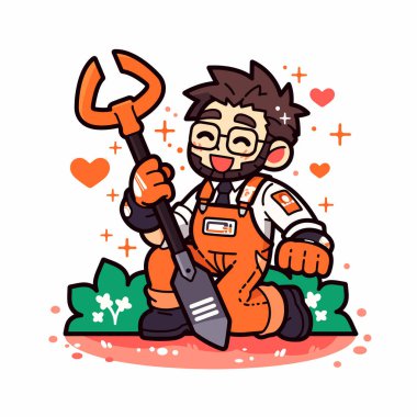 Elle çizilmiş Düz Tarzlı Neşeli Tamirci