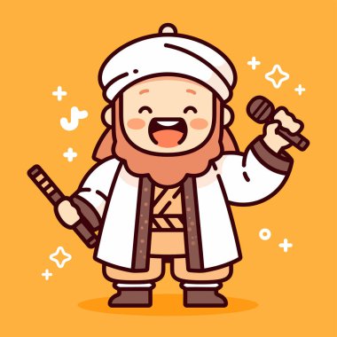 Mikrofonlu Sevimli Çizgi Film Şarkıcısı