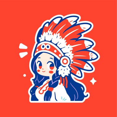 Adresli Sevimli Amerikan Yerli Çizgi Filmi Karakteri