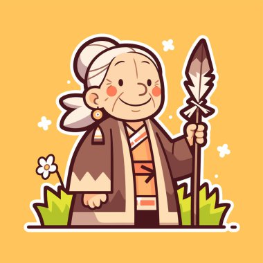 Karikatür Yaşlısı Mızrak Tutuyor