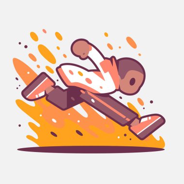 Dinamik hareketlerle koşan bir kişinin çizgi film çizimi