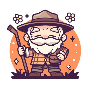 Bastonlu ve Şapkalı Çizgi Filmdeki Yaşlı Adam