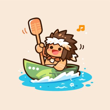 Suda Kürek çeken Mağara Adamı Kanosu