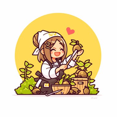 Mutlu Bahçıvan Meyve Topluyor