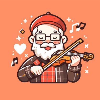 Müzikal Notalı Neşeli Kemancı