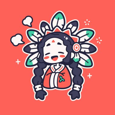 Sevimli Amerikan Yerlisi kız çizgi film çıkartması