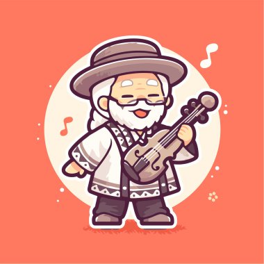 Çizgi film Yaşlısı Müzisyen Kemancı