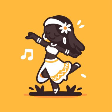 Çiçekli Beyaz Elbiseli Chibi Dansçısı