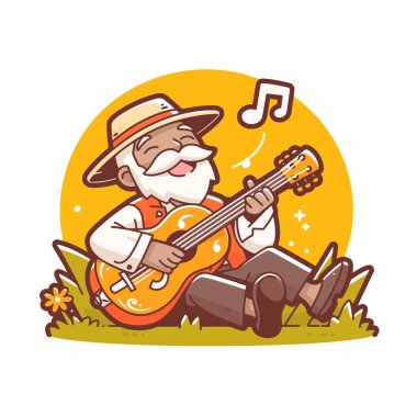 Yaşlı Adam Güneşte Gitar Çalıyor