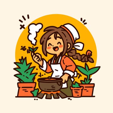 Mutlu Herbalist Bir İksir Hazırlıyor