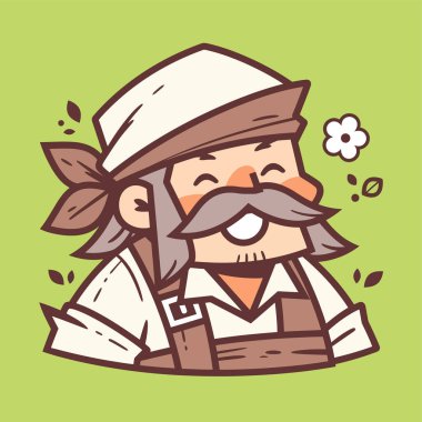 Büyük Gülümseyen Neşeli Bahçıvan Karakteri