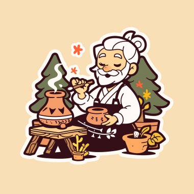 Bitkibilimci Bir İksir Karikatürü Hazırlıyor