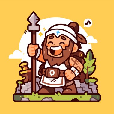 Fantezi dünyasında mızrağı olan neşeli cüce savaşçı.