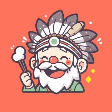 Neşeli Amerikan Yerlisi Şef Çizgi Film Karakteri