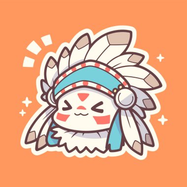 Tüylü başlıklı sevimli Amerikan Yerlisi karakteri.