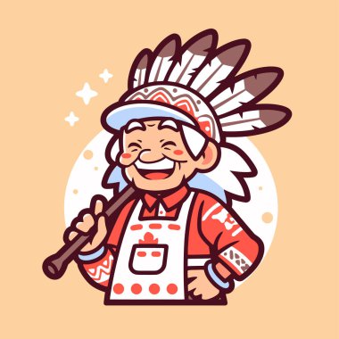 Mutlu Yerli Amerikan Şef Çizgi Filmi Karakteri