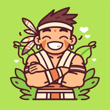 Tüylü Amerikan Yerlisi Mutlu Çizgi Filmler