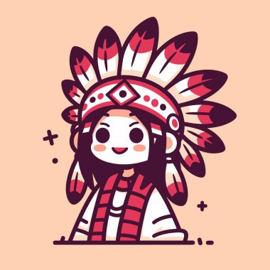 Adresli Sevimli Amerikan Yerli Çizgi Filmi Karakteri