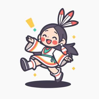 Mutlu Amerikan Yerlisi çocuk sevinçle zıplıyor