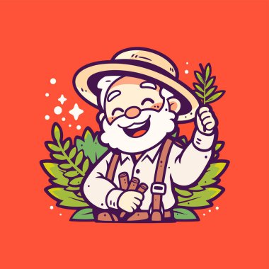 Sakallı mutlu bir adamın vektör çizimi