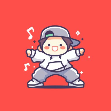 Hip Hop tarzında dans eden çocuk çizgi filmi.