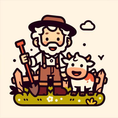 Mutlu Çiftçi ve Çiftlikteki İnek