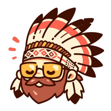 Güneş gözlüklü Amerikan Yerlisi çizgi filmi