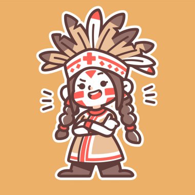 Şirin Çizgi film Başı ve Örgüsü olan Amerikan Yerlisi Kız