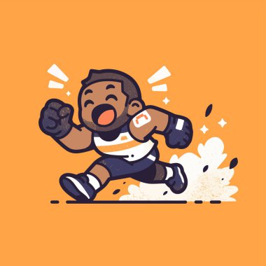 Hızlı Koşan ve Kutlayan Neşeli Çizgi Film Sporcusu