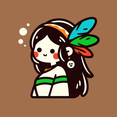 Şirin çizgi film. Tüylü Amerikan Yerlisi Kız.